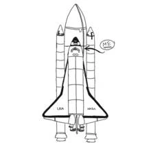 Dibujo de Nave espacial de frente con propulsores para colorear