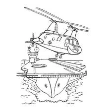 Dibujo de Portaaviones con helicóptero de la marina para colorear