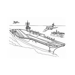 Dibujo de Portaaviones en el mar con aviones de combate para colorear