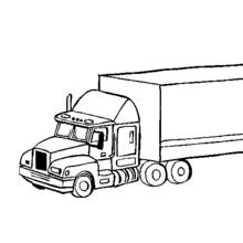 Dibujo de Camión con semirremolque, rejilla y faros para colorear Dibujo de Camión con semirremolque, rejilla y faros para colorear