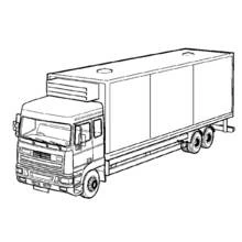 Dibujo de Semirremolque con caja rectangular para colorear Dibujo de Semirremolque con caja rectangular para colorear