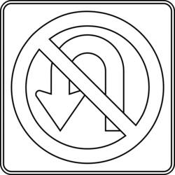 Dibujo de Señal de tráfico prohibido girar en U para colorear
