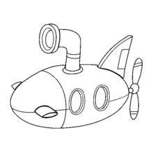 Dibujo de Submarino de dibujos animados con periscopio y hélice para colorear