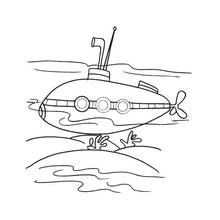 Dibujo de Submarino flotando sobre el fondo marino para colorear