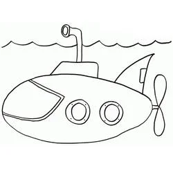 Dibujo de Submarino bajo el agua con periscopio para colorear