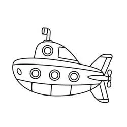 Dibujo de Submarino con hélice y ventanillas de observación para colorear