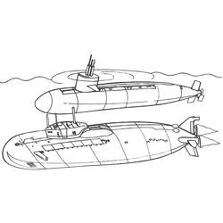 Dibujo de Dos submarinos uno junto al otro para colorear