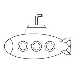 Dibujo de Submarino sencillo con periscopio para colorear