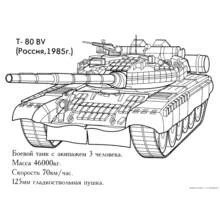 Dibujo de Tanque T-80 BV con blindaje detallado para colorear