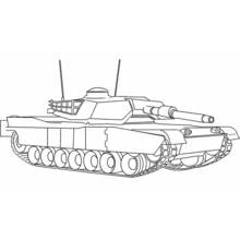 Dibujo de Tanque con cañón largo y antenas para colorear