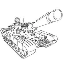 Dibujo de Tanque de frente con cañón en diagonal para colorear