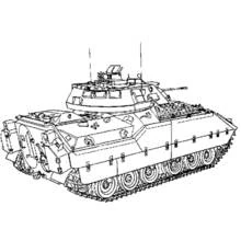 Dibujo de Tanque blindado con torreta y cañón para colorear