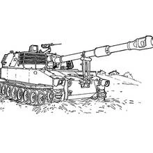 Dibujo de Tanque militar con largo cañón para colorear
