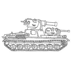 Dibujo de Tanque KB-6 con caras sonrientes para colorear