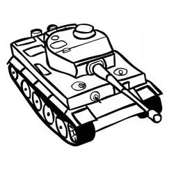 Dibujo de Tanque con cañón largo para colorear