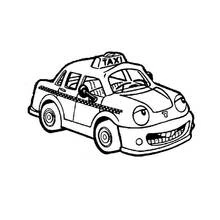 Dibujo de Taxi sonriente con cara divertida para colorear