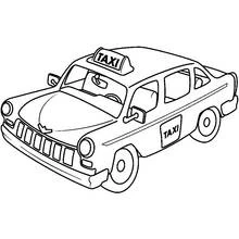 Dibujo de Taxi grande con letrero en el techo para colorear