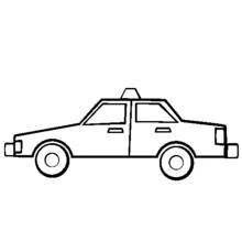 Dibujo de Taxi sencillo con luz rectangular en el techo para colorear