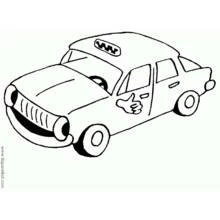 Dibujo de Taxi con un pulgar hacia arriba en la puerta para colorear