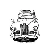 Dibujo de Taxi clásico visto de frente para colorear