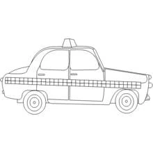 Dibujo de Taxi clásico con cuadros en las puertas para colorear
