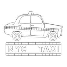 Dibujo de Taxi de Nueva York con franja de cuadros para colorear