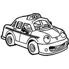 Dibujo de Taxi sonriente de dibujos animados para colorear