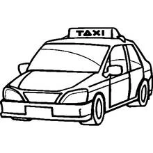Dibujo de Taxi con letrero en el techo para colorear