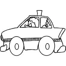 Dibujo de Taxi visto de perfil con su rótulo para colorear