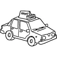 Dibujo de Taxi visto de perfil con letrero para colorear