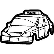 Dibujo de Taxi de tres cuartos con parabrisas y parachoques para colorear