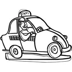 Dibujo de Chofer de Taxi al volante para colorear