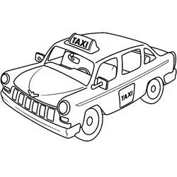 Dibujo de Coche de taxi visto de tres cuartos para colorear