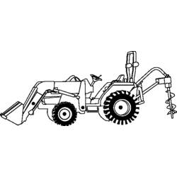 Dibujo de Tractor con pala frontal y barrena trasera para colorear