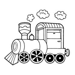 Dibujo de Locomotora de vapor con nubes de humo para colorear