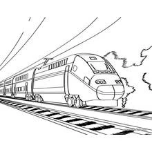 Dibujo de Locomotora de frente arrastrando vagones para colorear