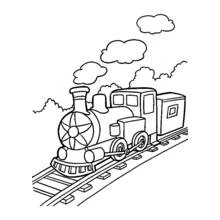 Dibujo de Locomotora sobre las vías para colorear