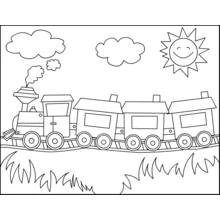 Dibujo de Locomotora tirando de tres vagones para colorear
