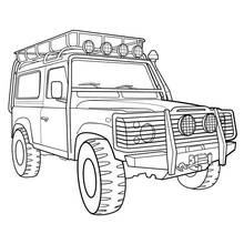 Dibujo de Vehículo 4x4 todoterreno con portaequipajes para colorear
