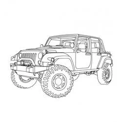 Dibujo de Vehículos 4x4 sin puertas con barras antivuelco para colorear