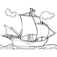 Dibujo de Velero navegando sobre el mar para colorear