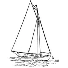 Dibujo de Velero navegando entre las olas para colorear