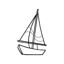 Dibujo de Velero con dos velas triangulares para colorear