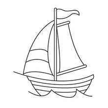 Dibujo de Velero flotando sobre olas suaves para colorear
