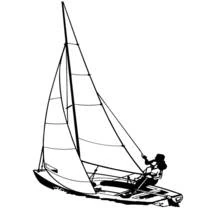 Dibujo de Velero con un marinero sujetando la caña del timón para colorear