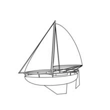 Dibujo de Velero con quilla visible y bandera trasera para colorear