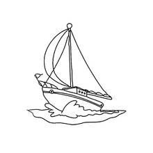 Dibujo de Velero navegando sobre las olas para colorear