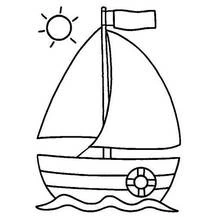 Dibujo de Velero con sol y olas para colorear