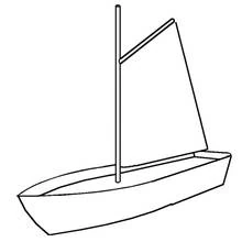Dibujo de Velero simple con una sola vela para colorear