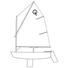 Dibujo de Velero optimist con la vela izada para colorear